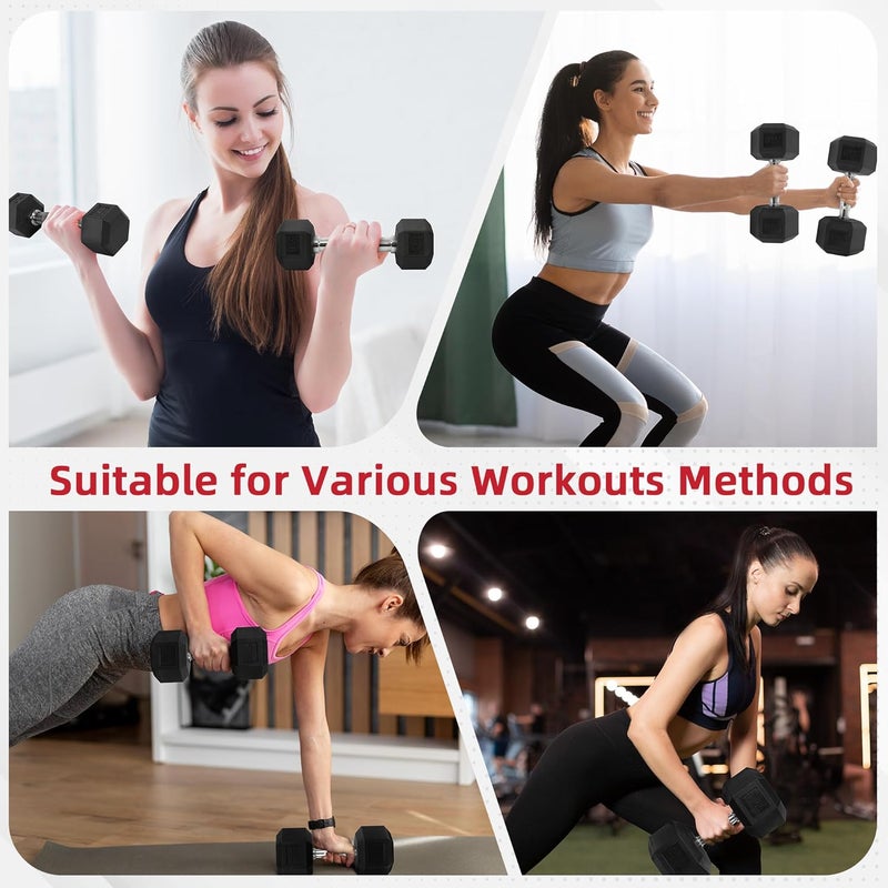 BalanceFrom Rubber Encased Hex Weights Dumbbells Set of 5 – 50 lb Pair | Cast Iron Hand Weights with Anti-Slip Grip for Home Gym Strength Training - Image 5